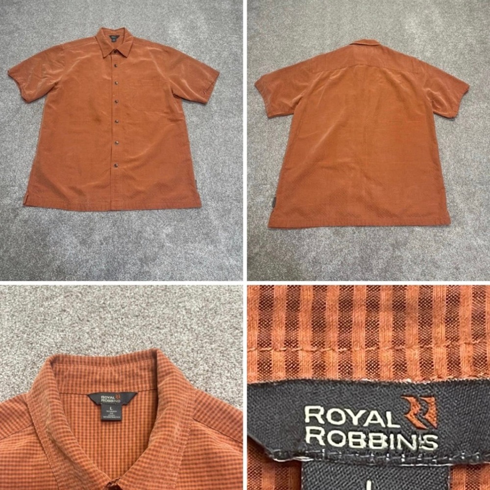Royal Robbins men relaxed fit coupe short sleeve button up shirt sz Large hiking